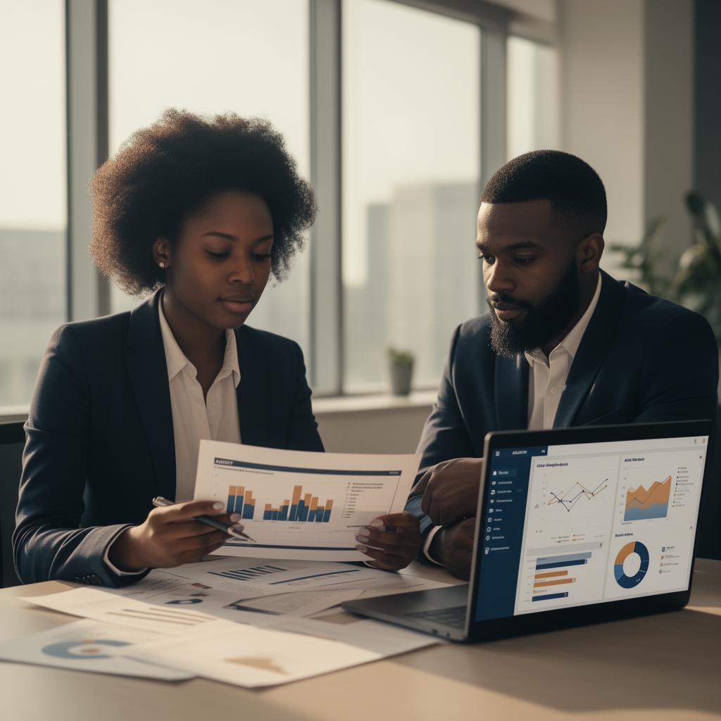 Consultants reviewing an automation QA report with a client